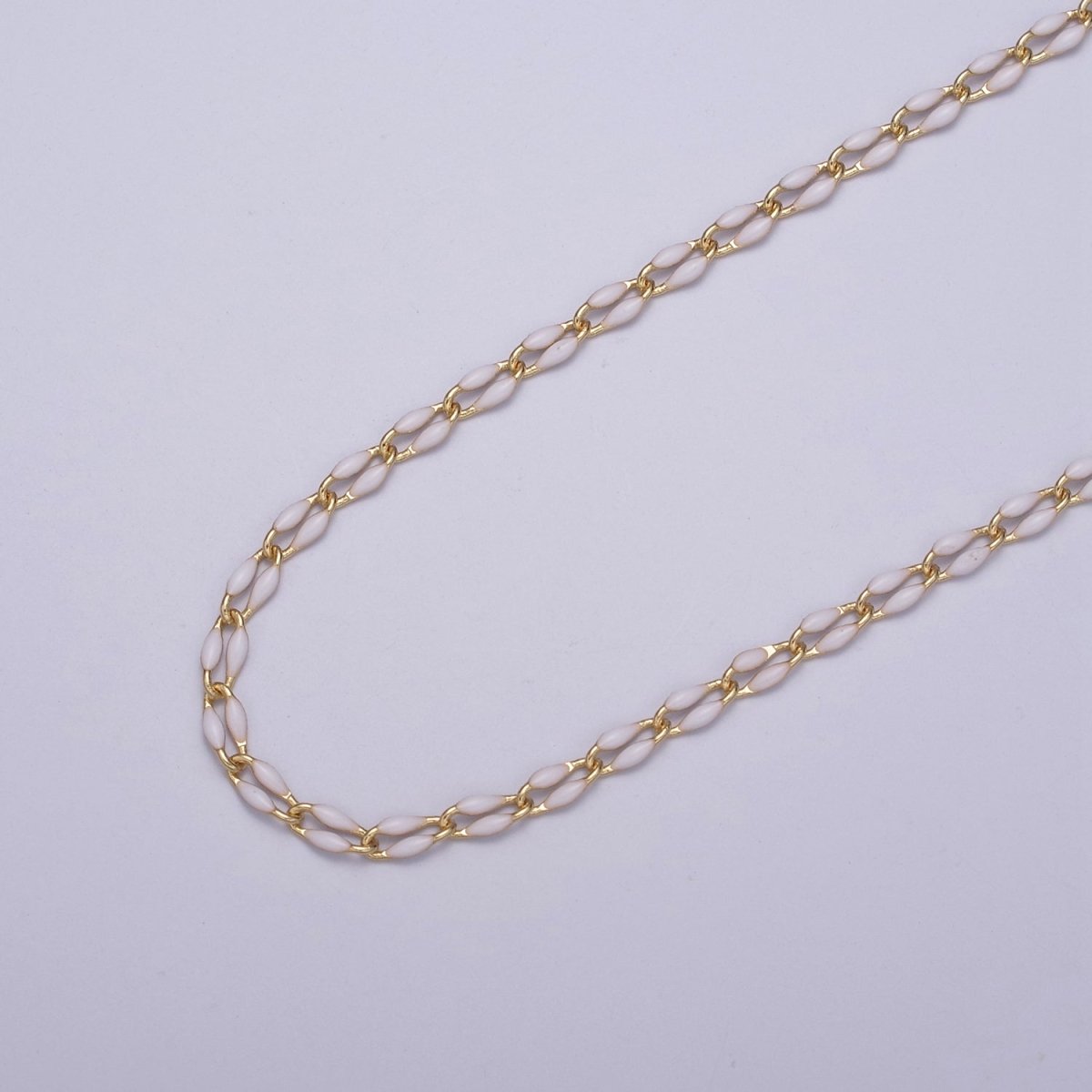 14k Gold Filled Dainty Gold Oval Cable Link Chain Neon Enamel Chain by Yard, Unfinished Chain For Jewelry Supply | ROLL-598 to ROLL-608 ROLL-1075 ROLL-1405 - DLUXCA