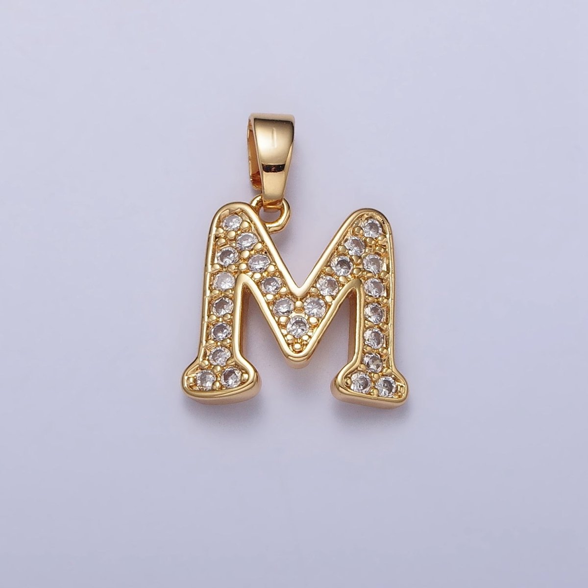 14K Gold Filled Dainty Initial Letter Script A-Z Micro Paved CZ Personalized Pendant | AA117 - AA142 - DLUXCA