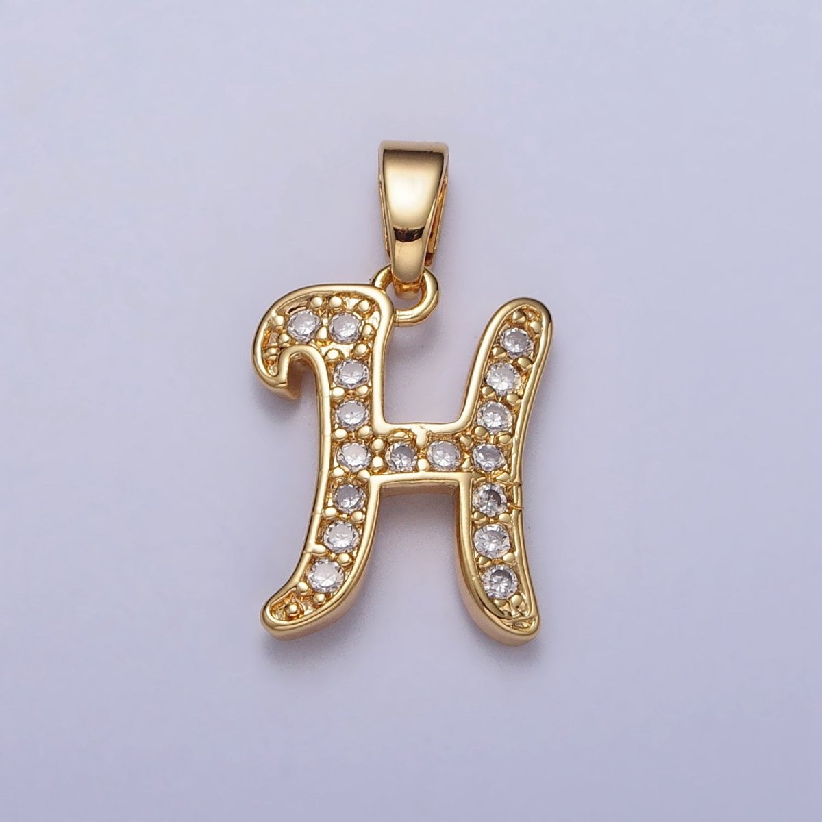 14K Gold Filled Dainty Initial Letter Script A-Z Micro Paved CZ Personalized Pendant | AA117 - AA142 - DLUXCA