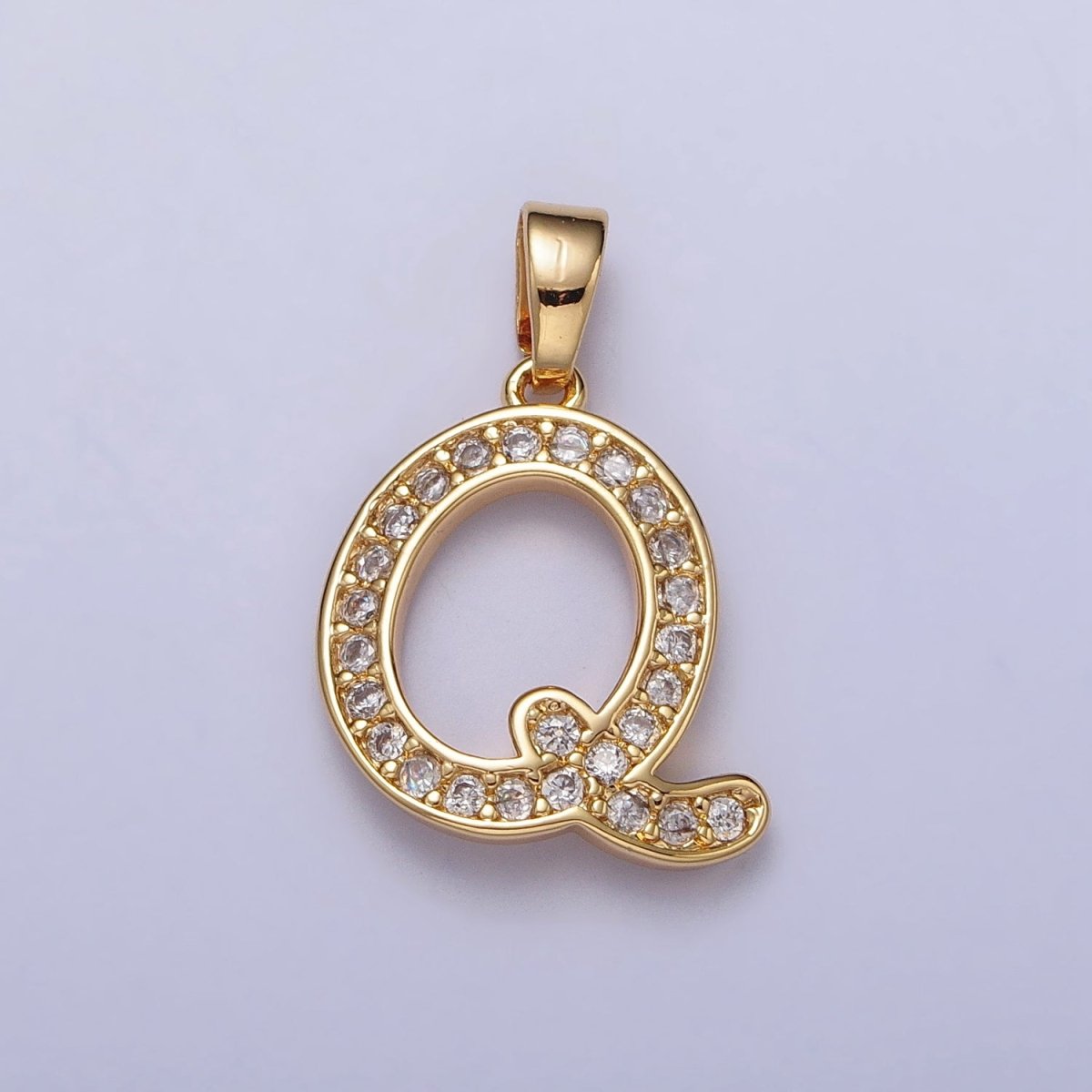 14K Gold Filled Dainty Initial Letter Script A-Z Micro Paved CZ Personalized Pendant | AA117 - AA142 - DLUXCA