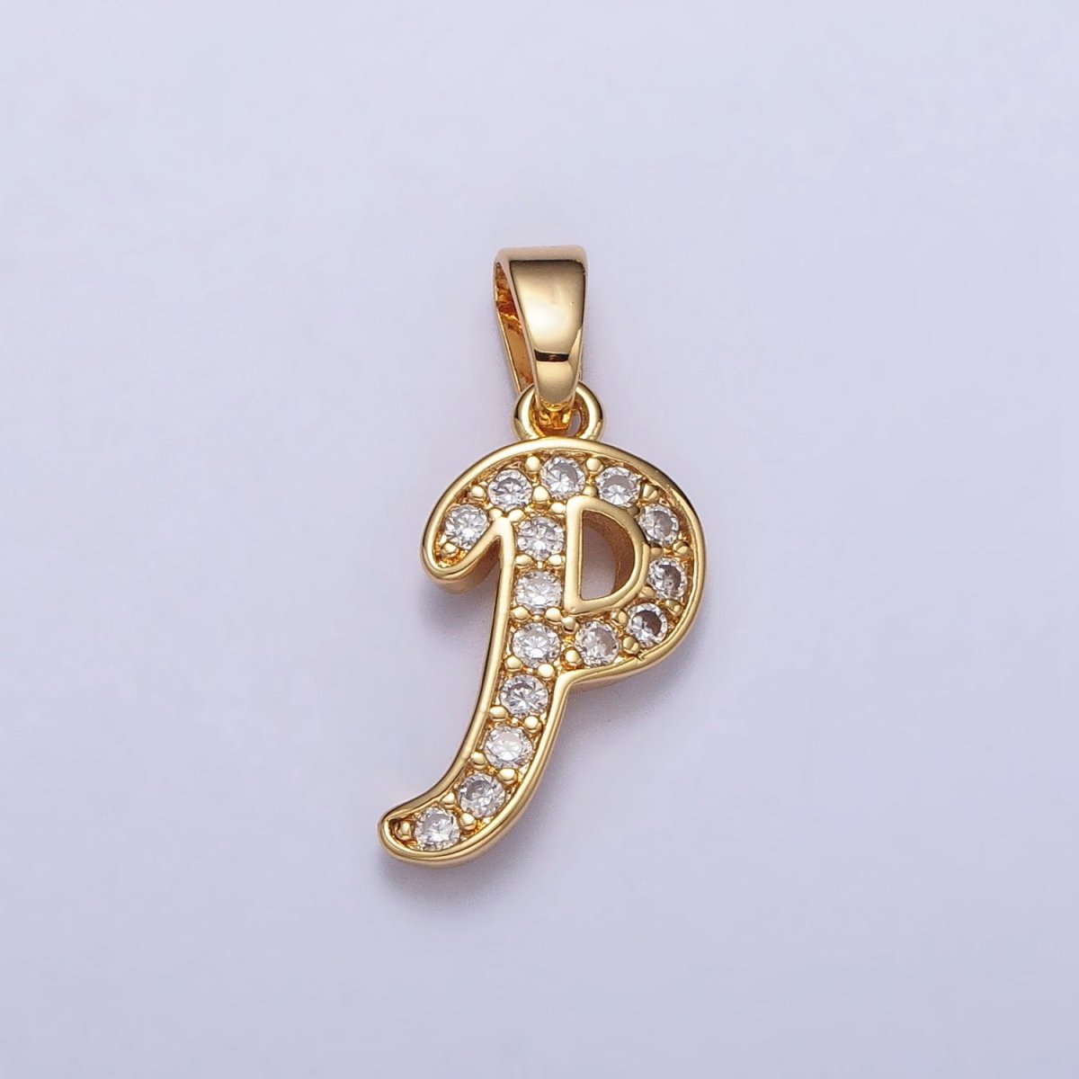 14K Gold Filled Dainty Initial Letter Script A-Z Micro Paved CZ Personalized Pendant | AA117 - AA142 - DLUXCA