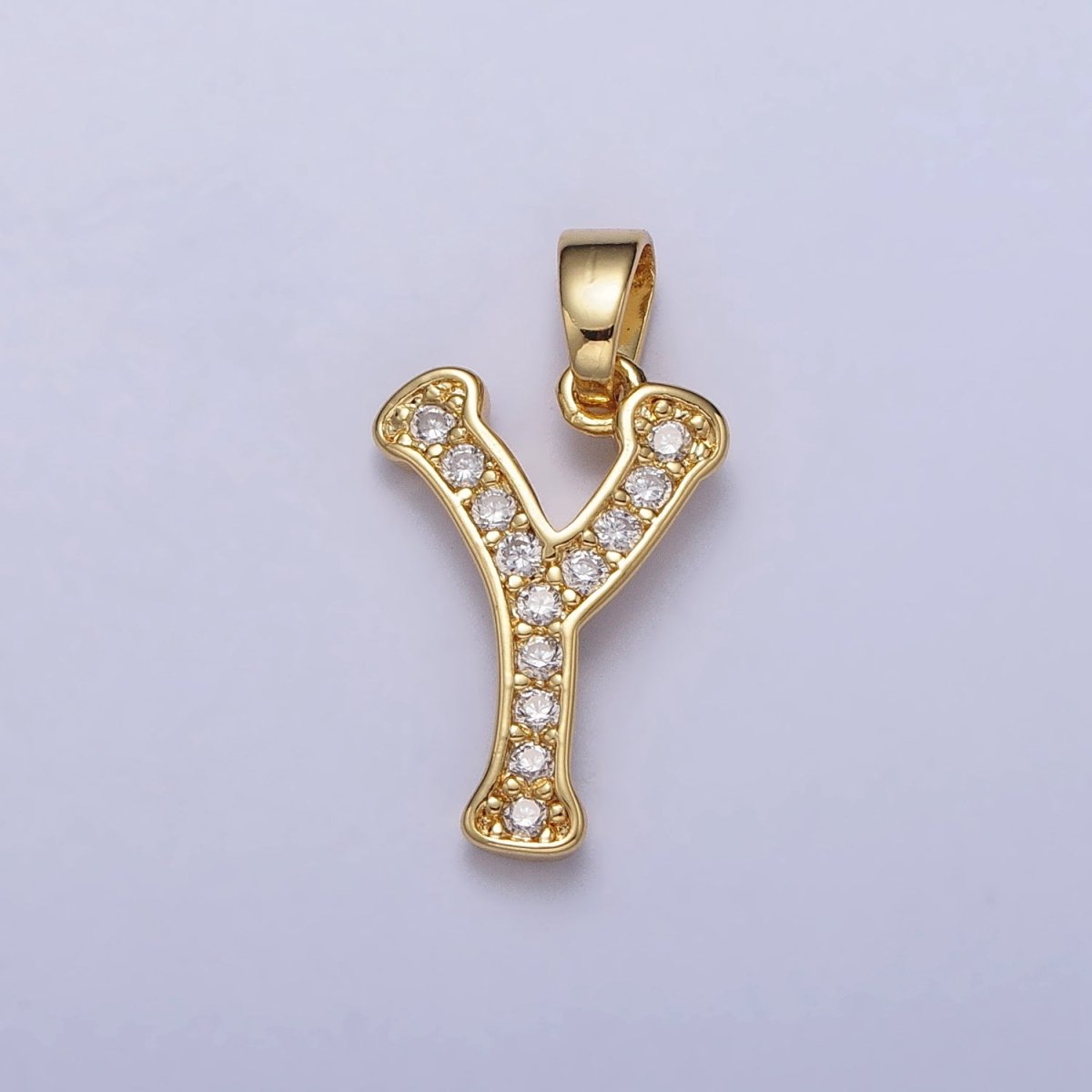 14K Gold Filled Dainty Initial Letter Script A-Z Micro Paved CZ Personalized Pendant | AA117 - AA142 - DLUXCA