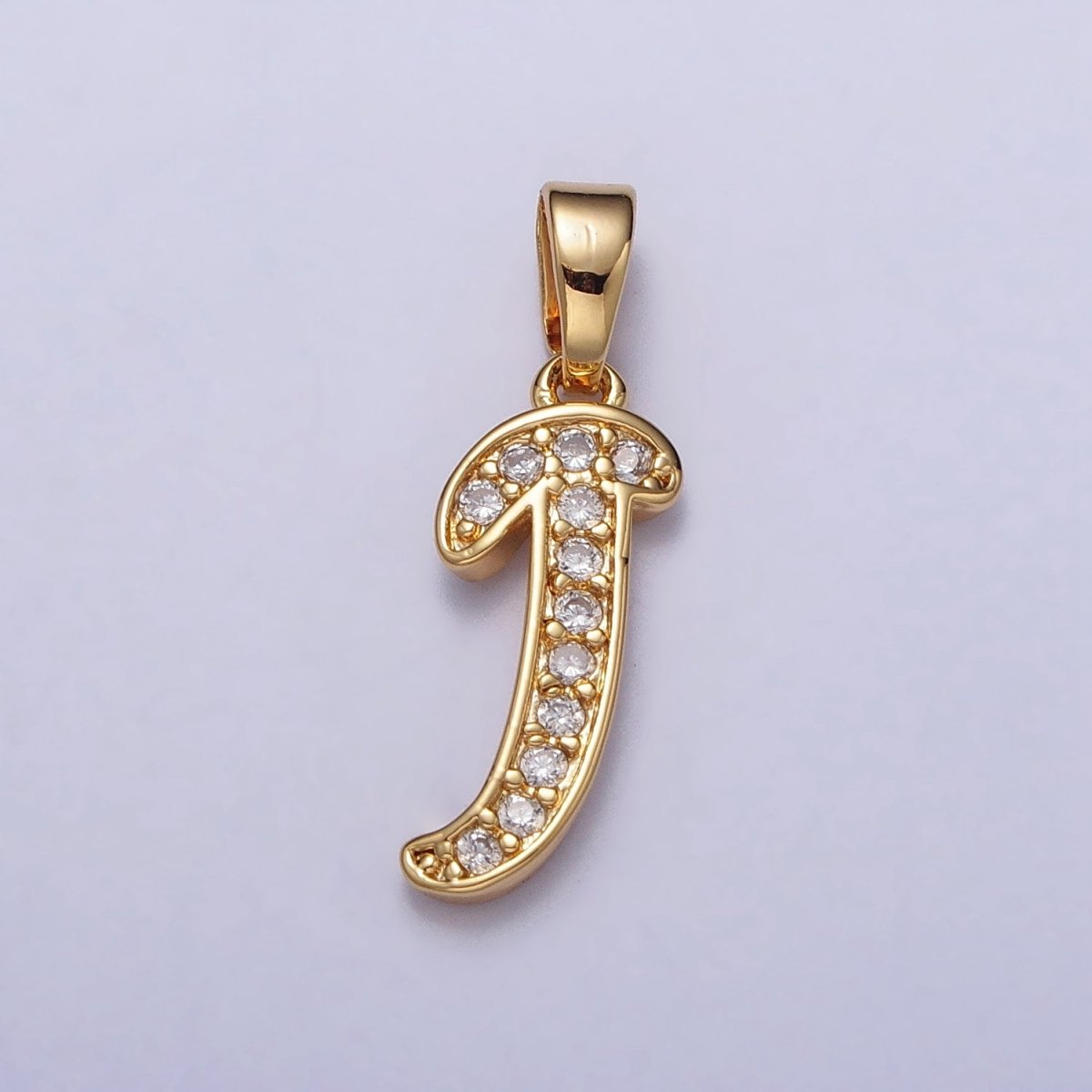 14K Gold Filled Dainty Initial Letter Script A-Z Micro Paved CZ Personalized Pendant | AA117 - AA142 - DLUXCA