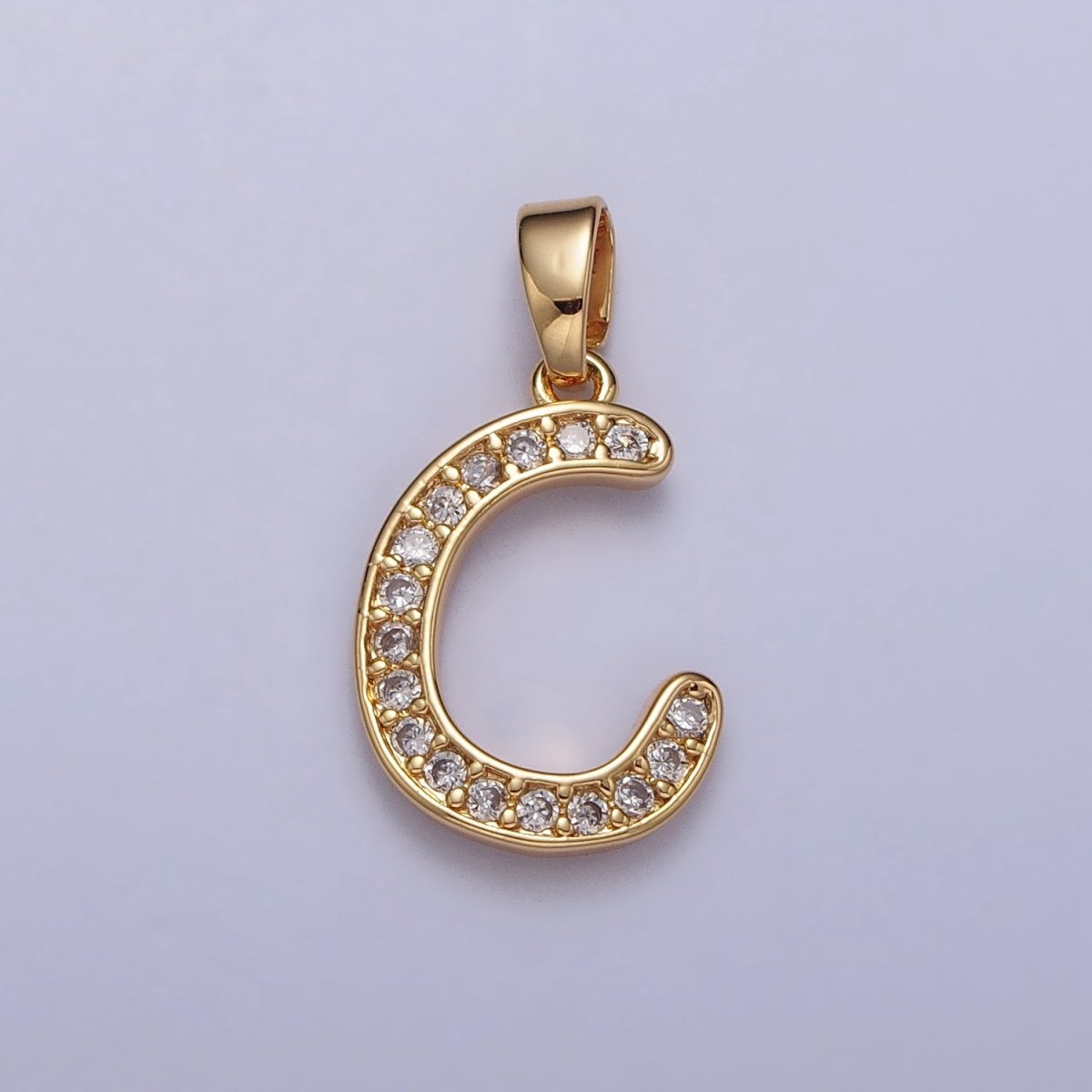 14K Gold Filled Dainty Initial Letter Script A-Z Micro Paved CZ Personalized Pendant | AA117 - AA142 - DLUXCA