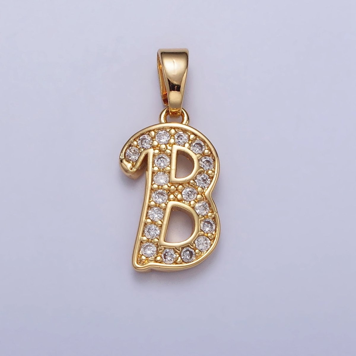 14K Gold Filled Dainty Initial Letter Script A-Z Micro Paved CZ Personalized Pendant | AA117 - AA142 - DLUXCA