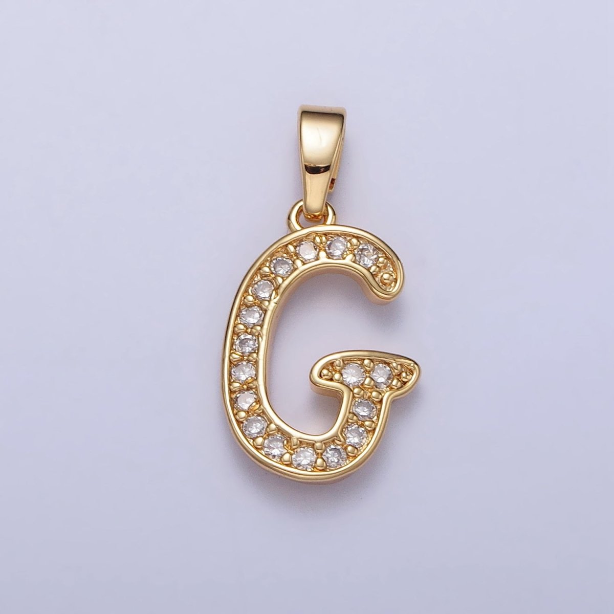 14K Gold Filled Dainty Initial Letter Script A-Z Micro Paved CZ Personalized Pendant | AA117 - AA142 - DLUXCA