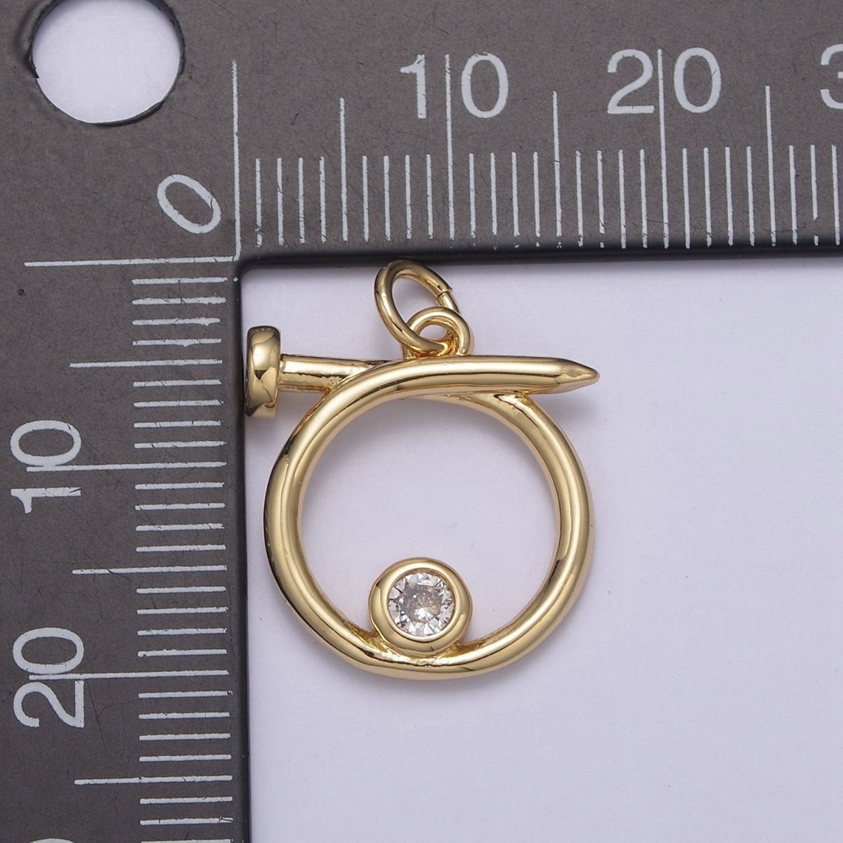14K Gold Filled Dainty Nail Charm Round Circle Coin Dangle Pendant for Necklace Earring Bracelet Supply N-807 N-808 - DLUXCA