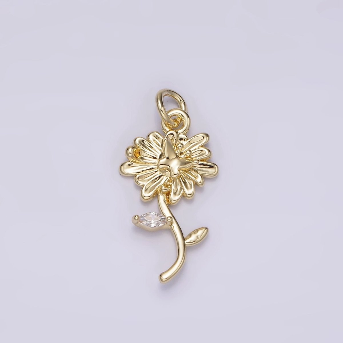 14K Gold Filled Daisy Butterfly Clear Marquise Leaf Charm | AG215 - DLUXCA