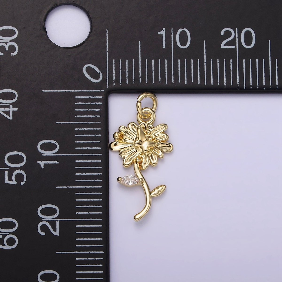 14K Gold Filled Daisy Butterfly Clear Marquise Leaf Charm | AG215 - DLUXCA