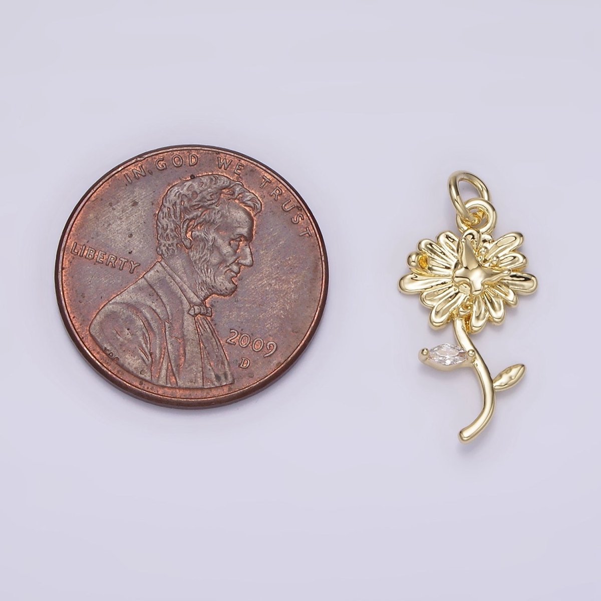 14K Gold Filled Daisy Butterfly Clear Marquise Leaf Charm | AG215 - DLUXCA