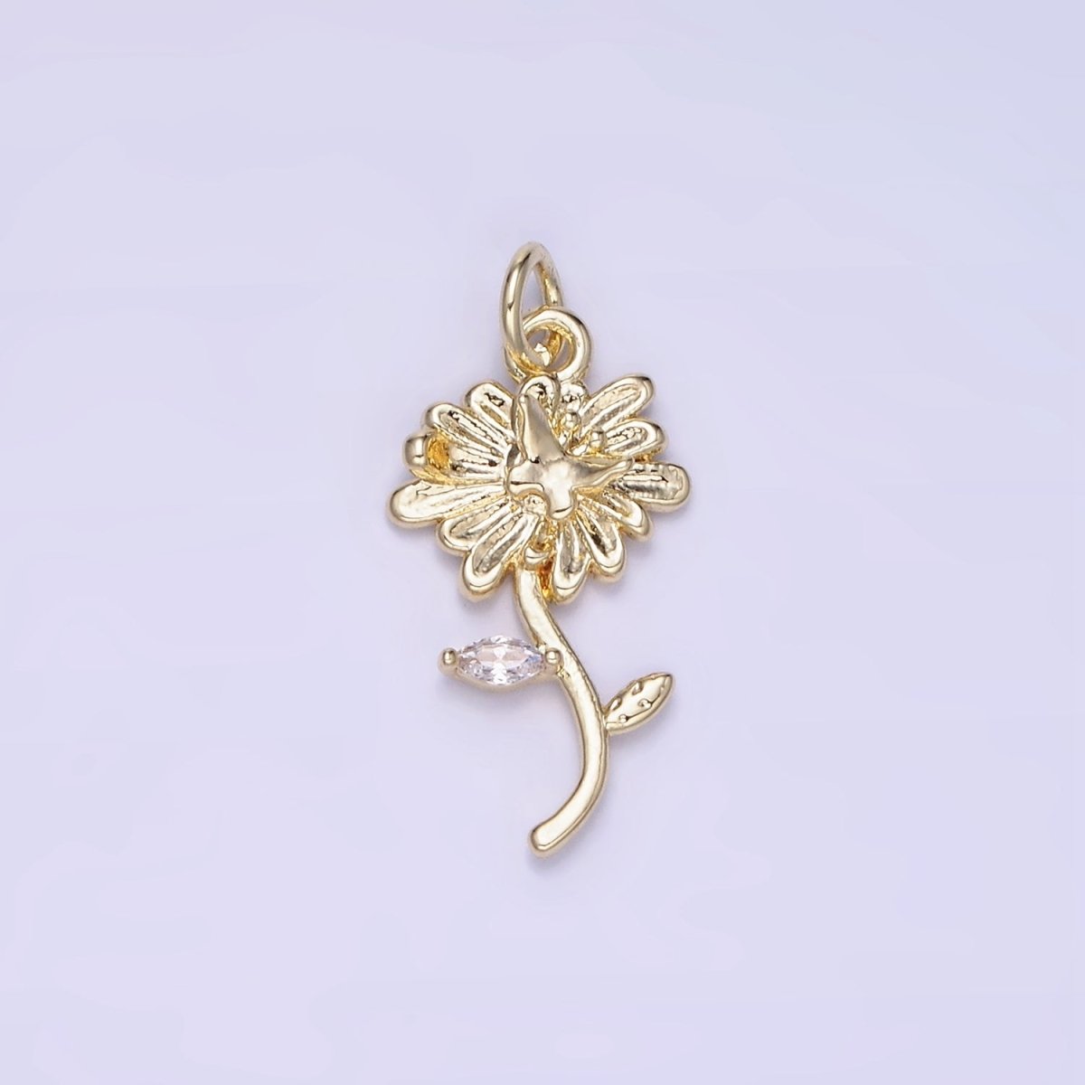 14K Gold Filled Daisy Flower w/ Butterfly CZ Charm | AG-678 - DLUXCA