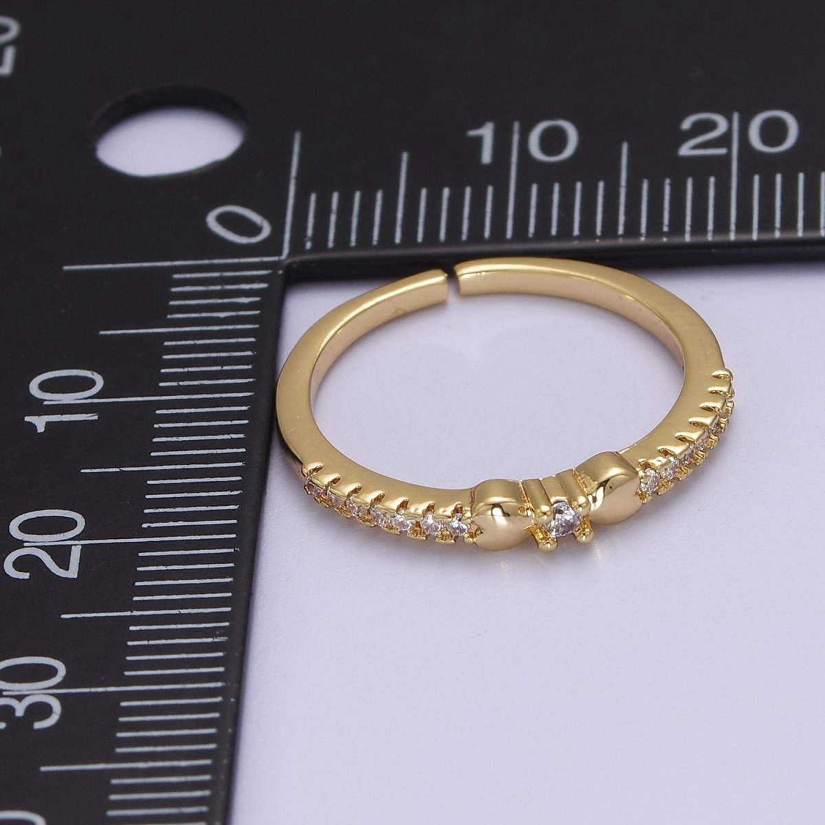 14k Gold Filled Delicate Simple Ring, CZ Micro Pave Ring, Everyday Ring, Open Adjustable Ring S-535 - DLUXCA