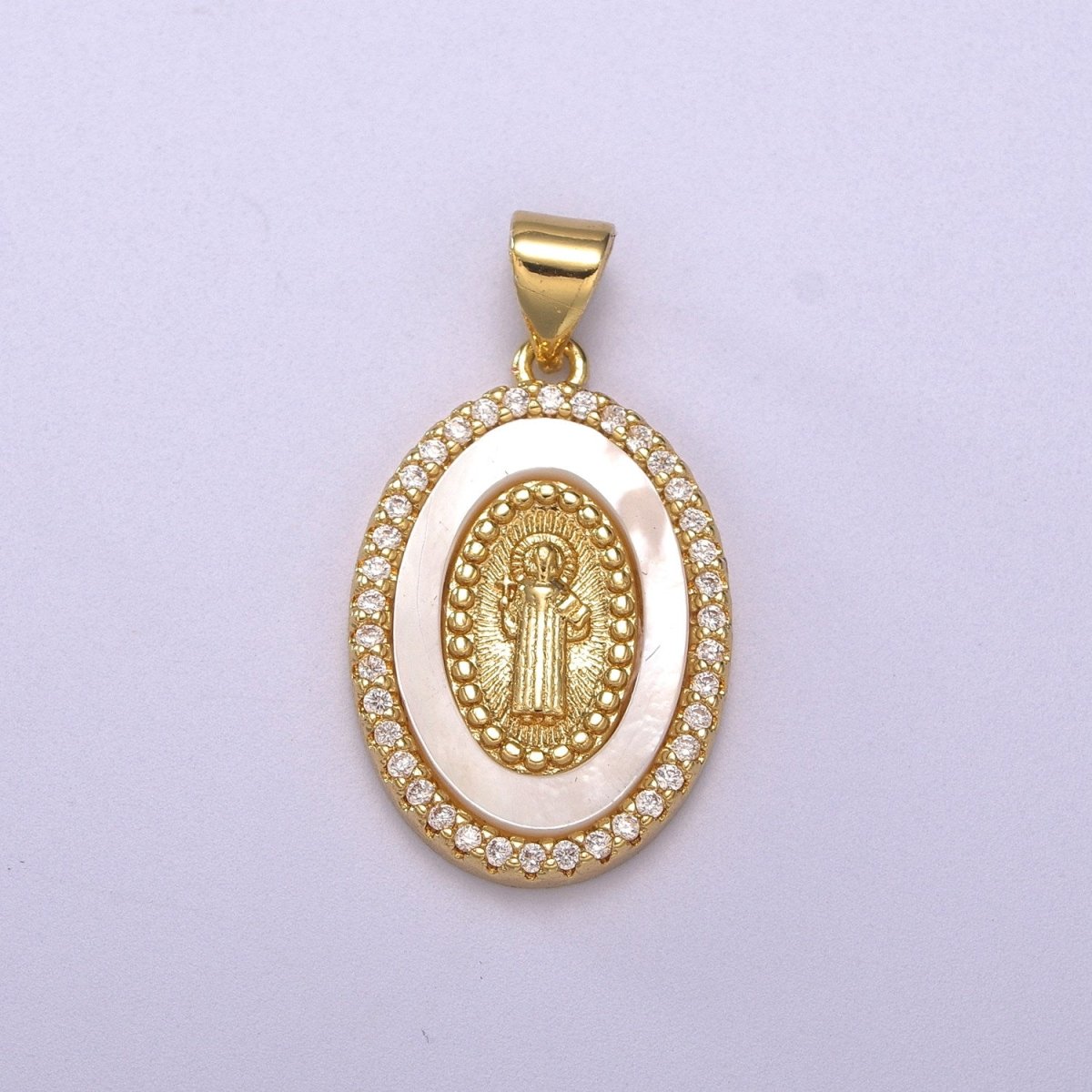 14K Gold Filled Delicate Virgin Mary, Miraculous Lady, Saint Benedict Cubic Zirconia Charm Pearl Pendant for Religious Necklace Bracelet Supply N-1385 N-1386 N-1387 - DLUXCA