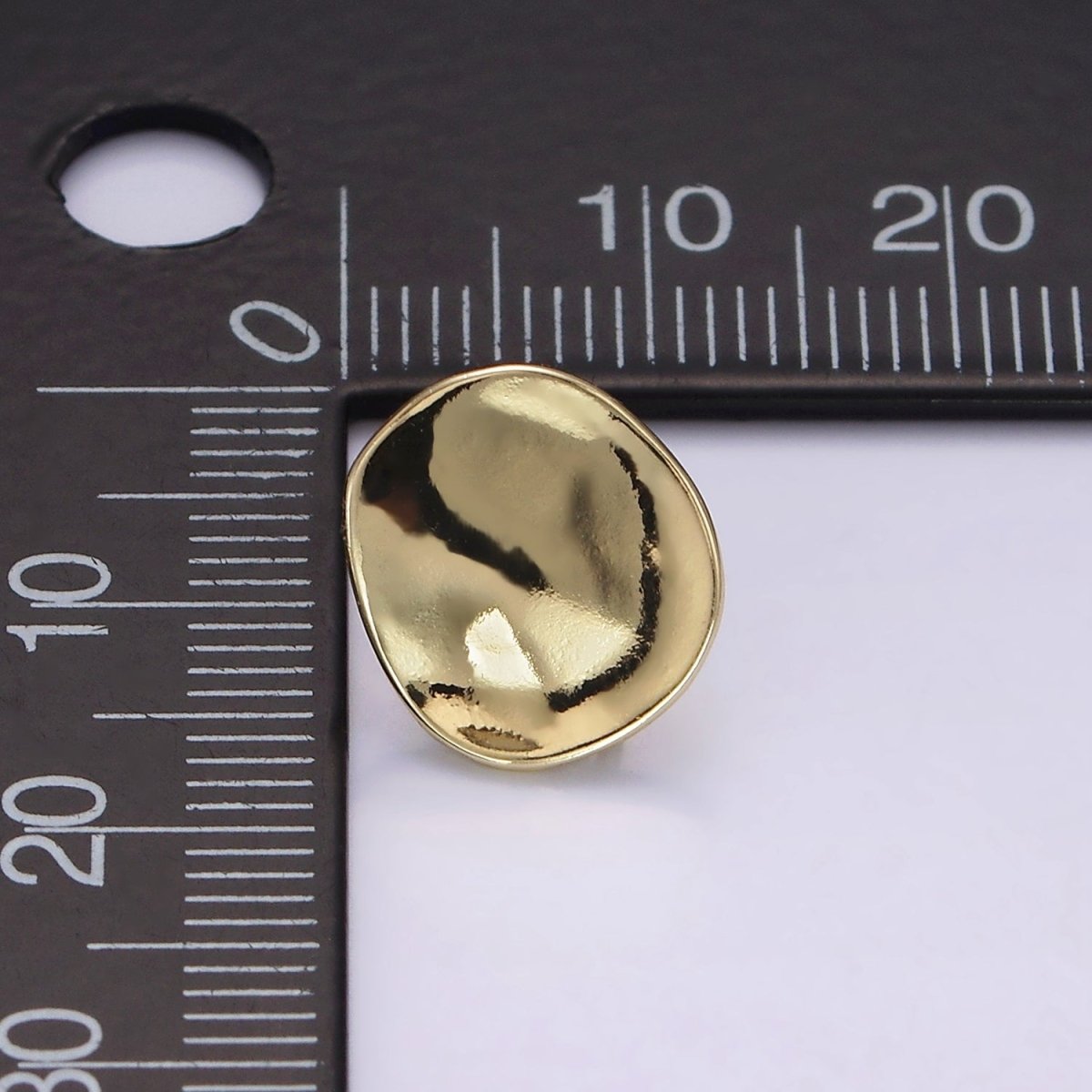 14K Gold Filled Dented Geometric Rounded Stud Earrings | Z606 - DLUXCA