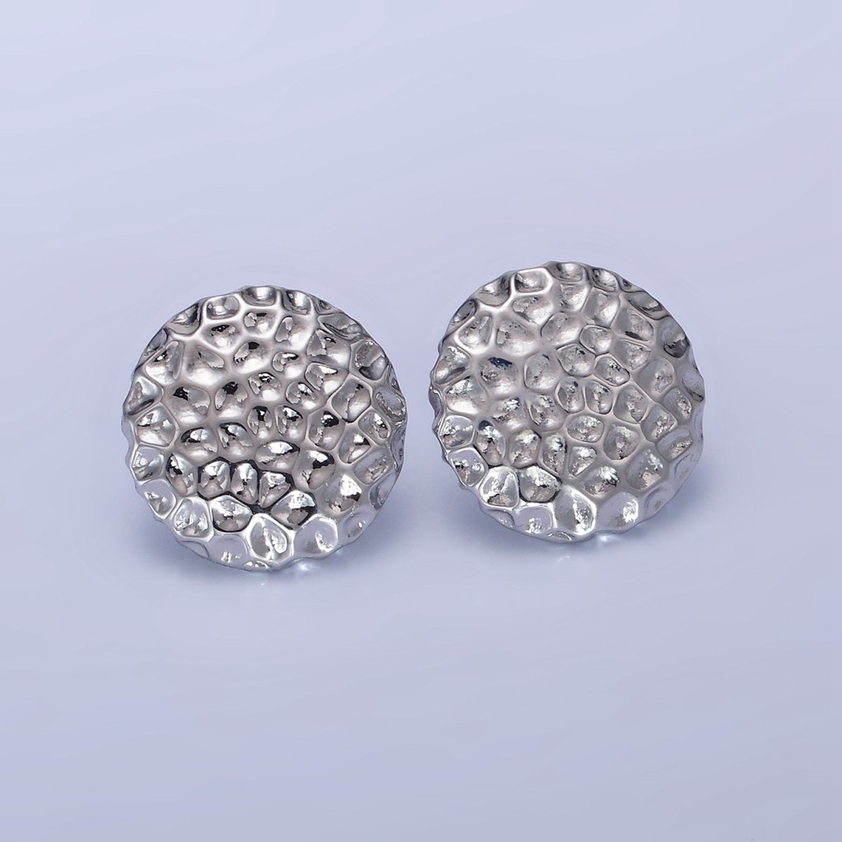 14K Gold Filled Dented Round Stud Earrings in Gold & Silver | AB1292 AB1293 - DLUXCA