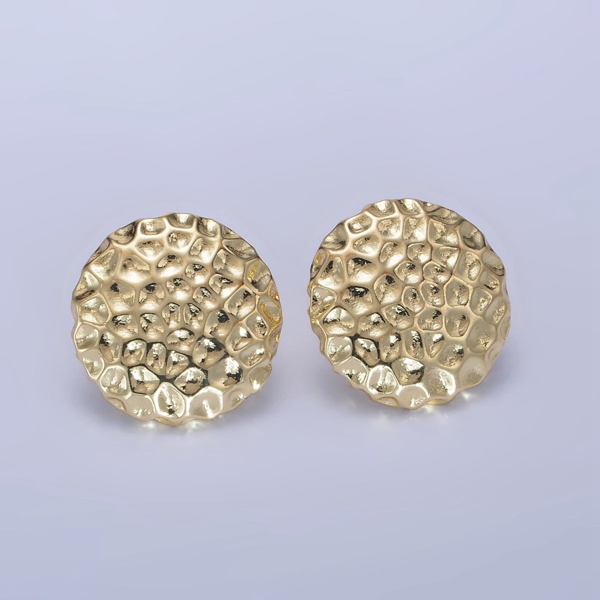 14K Gold Filled Dented Round Stud Earrings in Gold & Silver | AB1292 AB1293 - DLUXCA