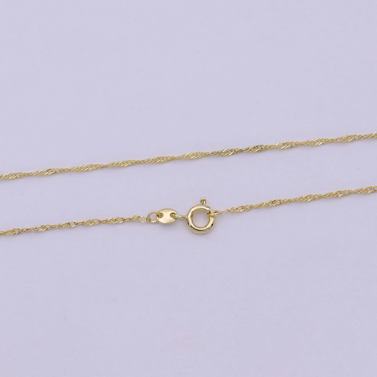 14K Gold Filled Diamond Cut Singapore Chain Necklace 1.4mm Thin Dainty Chain, Gold Layer Chain | WA-541 Clearance Pricing - DLUXCA