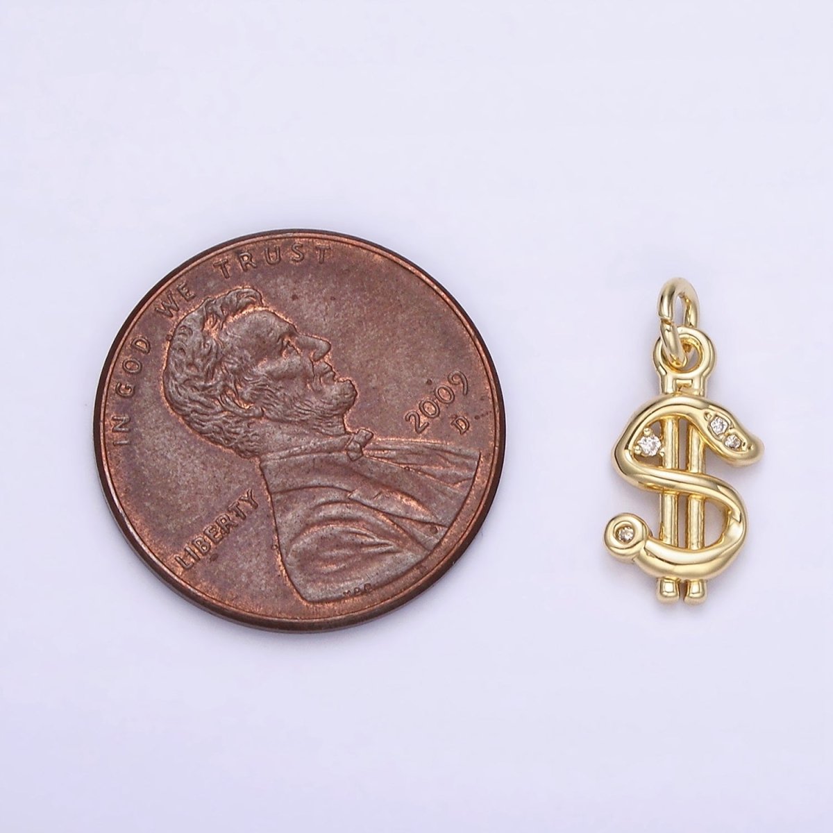 14K Gold Filled Dollar Money Sign Clear CZ Charm | AC900 - DLUXCA