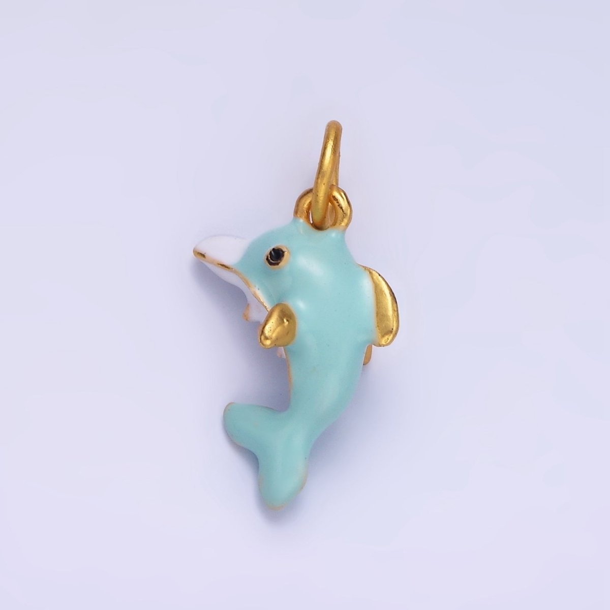 14K Gold Filled Dolphin Sea Animal Multicolor Pastel Enamel Charm | AG697 - DLUXCA