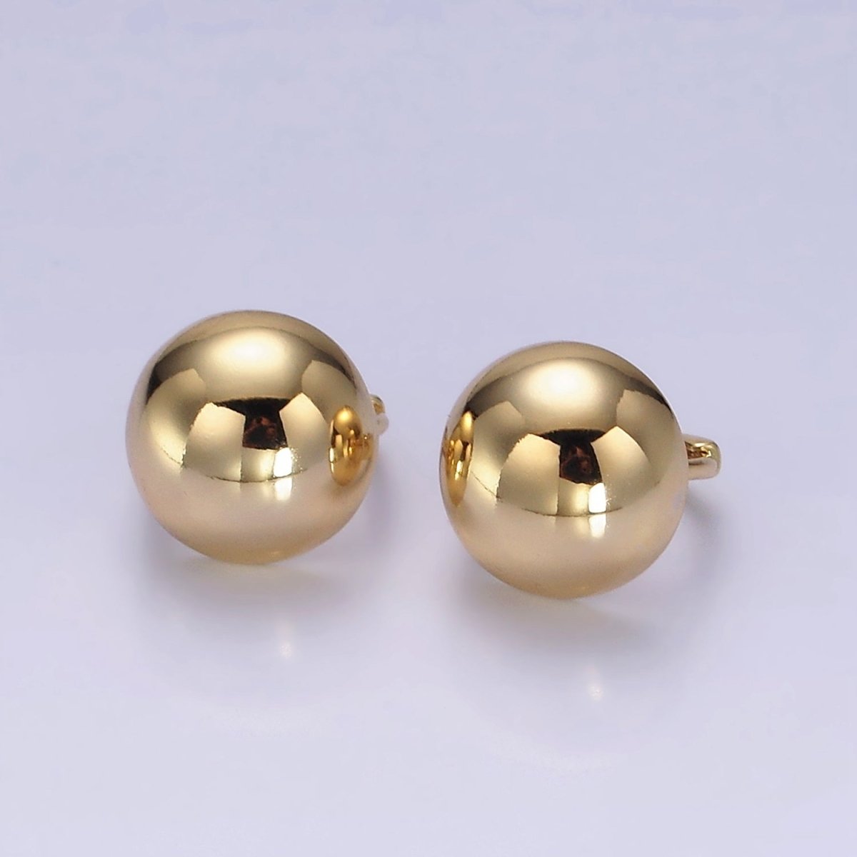 14K Gold Filled Dome Round Bead Minimalist 12mm Huggie Earrings | AE874 - DLUXCA