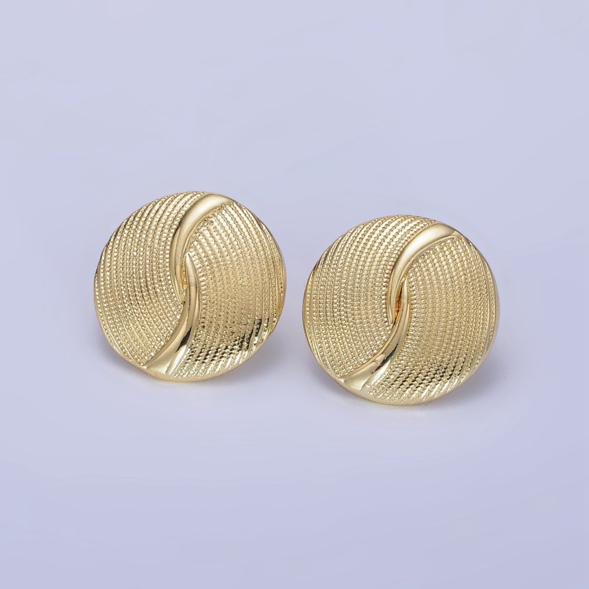 14K Gold Filled Dotted Band Round Stud Earrings in Gold & Silver | AB1290 AB1291 - DLUXCA