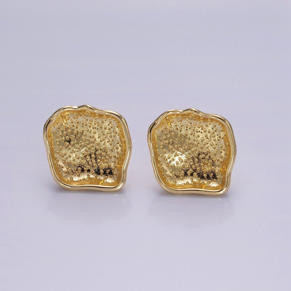 14K Gold Filled Dotted Dome Abstract Round Stud Earrings | V285 - DLUXCA