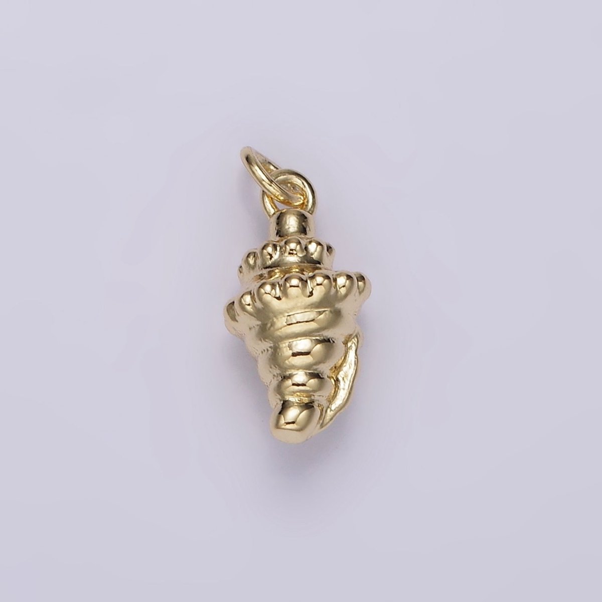 14K Gold Filled Dotted Sea Shell Puffed Minimalist Charm | AG441 - DLUXCA