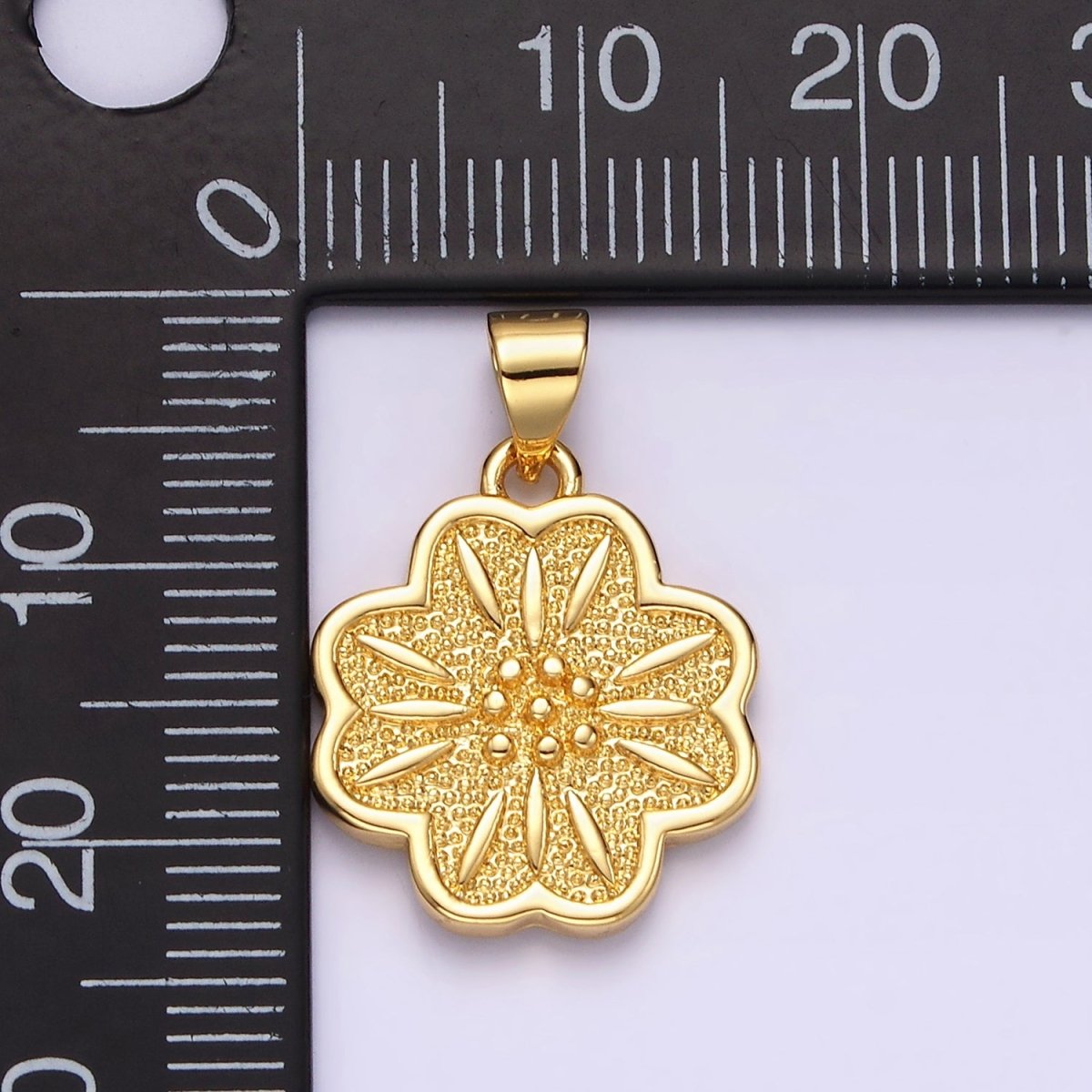 14K Gold Filled Dotted Sphere Textured Flower Minimalist Pendant | N1911 - DLUXCA