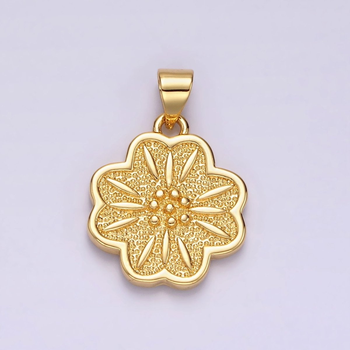 14K Gold Filled Dotted Sphere Textured Flower Minimalist Pendant | N1911 - DLUXCA