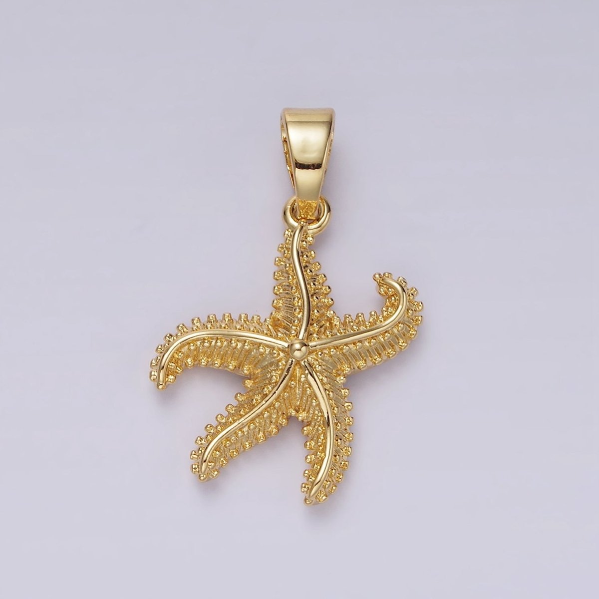 14K Gold Filled Dotted Textured Starfish Sea Animal Pendant | AH043 - DLUXCA