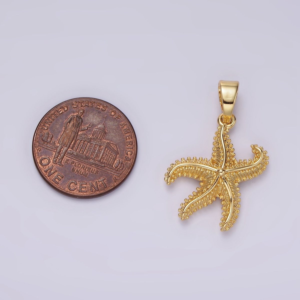 14K Gold Filled Dotted Textured Starfish Sea Animal Pendant | AH043 - DLUXCA