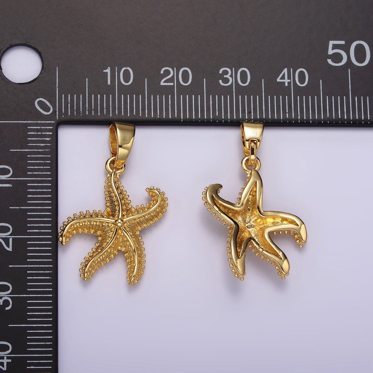 14K Gold Filled Dotted Textured Starfish Sea Animal Pendant | AH043 - DLUXCA