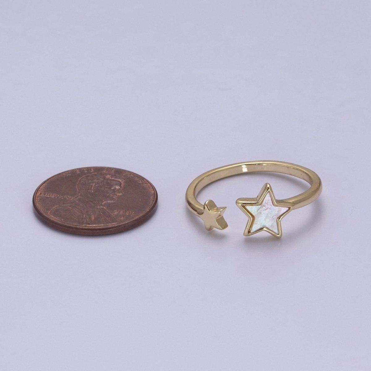 14K Gold Filled Double Celestial Star Shell Pearl Wrap Ring | S439 - DLUXCA