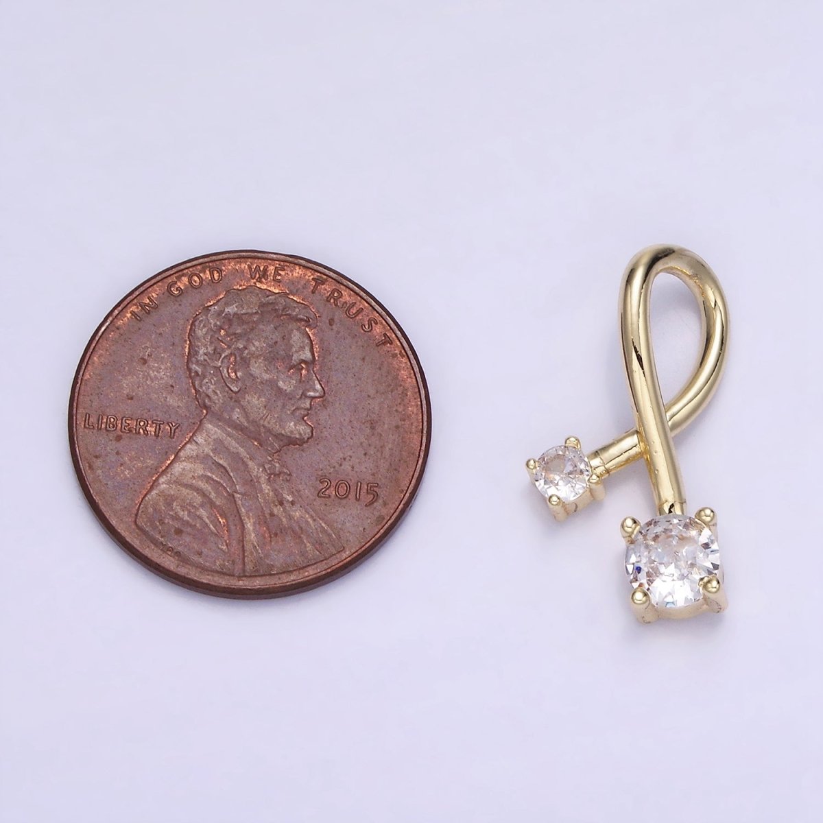 14K Gold Filled Double CZ Twirl Band Charm | AA1202 - DLUXCA