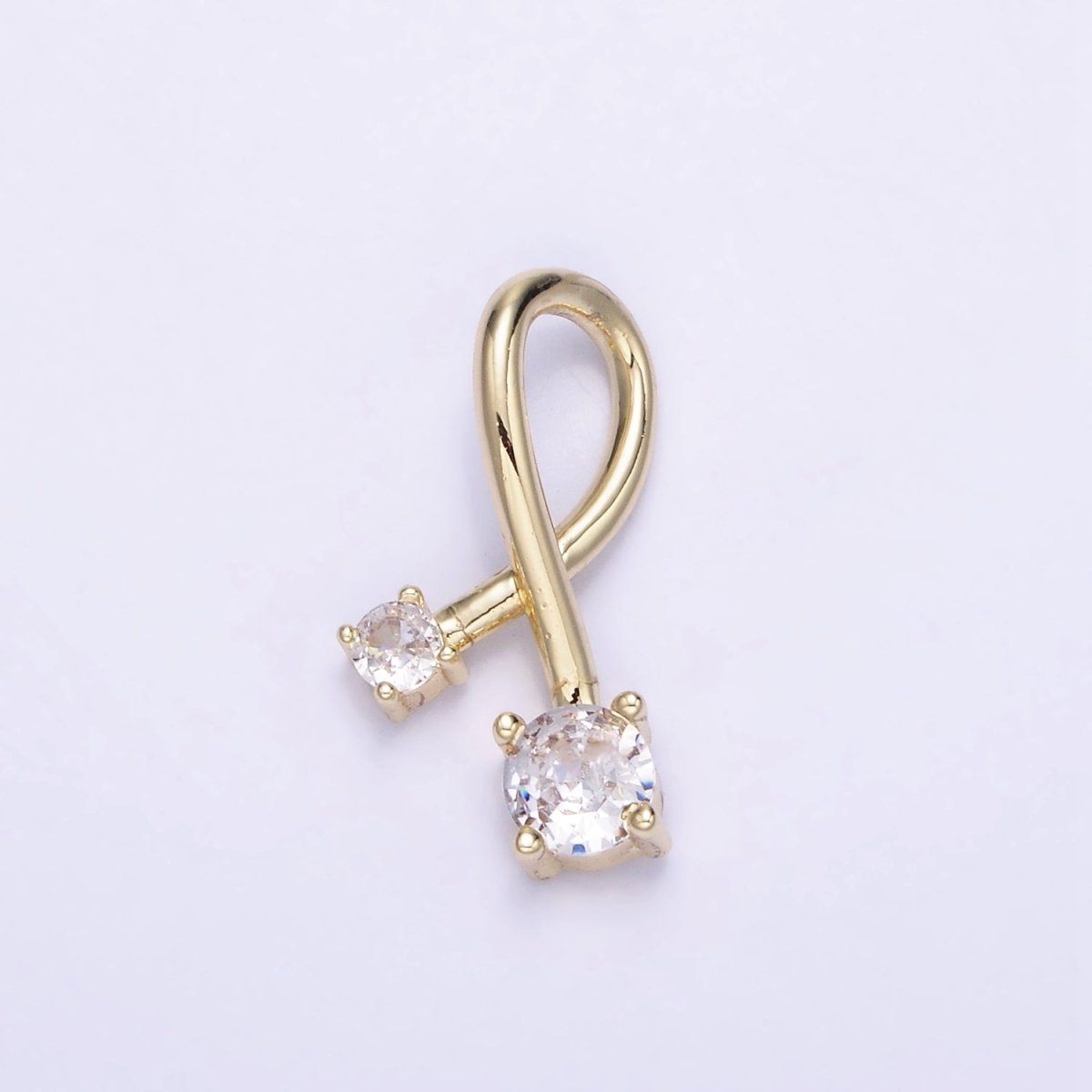 14K Gold Filled Double CZ Twirl Band Charm | AA1202 - DLUXCA