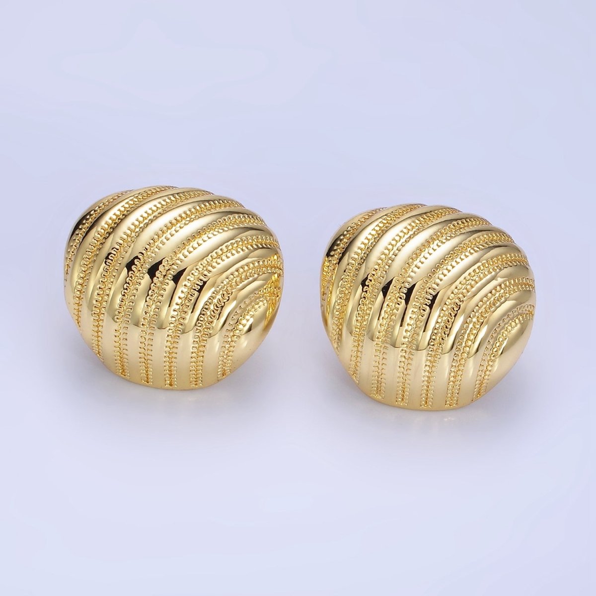 14K Gold Filled Double Dotted Zipper Dome Stud Earrings in Gold & Silver | P460 P461 - DLUXCA