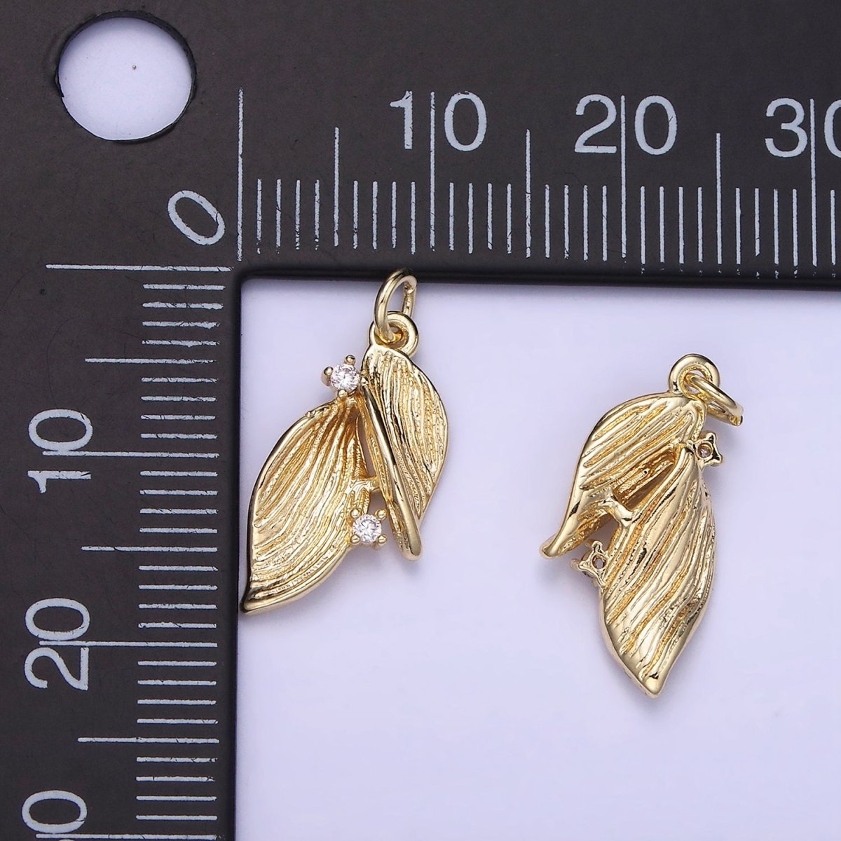 14K Gold Filled Double Leaf Charm | AG-676 - DLUXCA