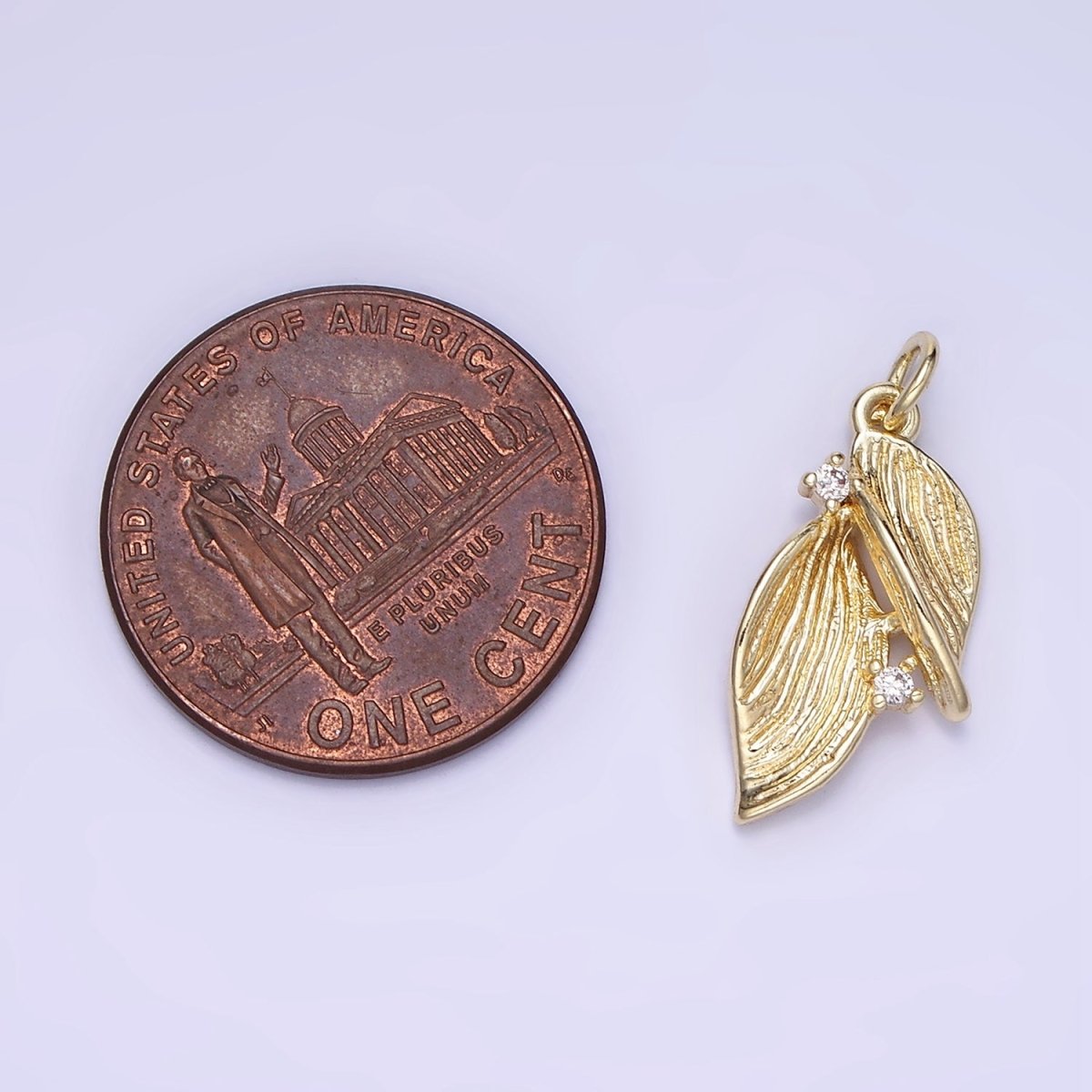 14K Gold Filled Double Leaf Charm | AG-676 - DLUXCA