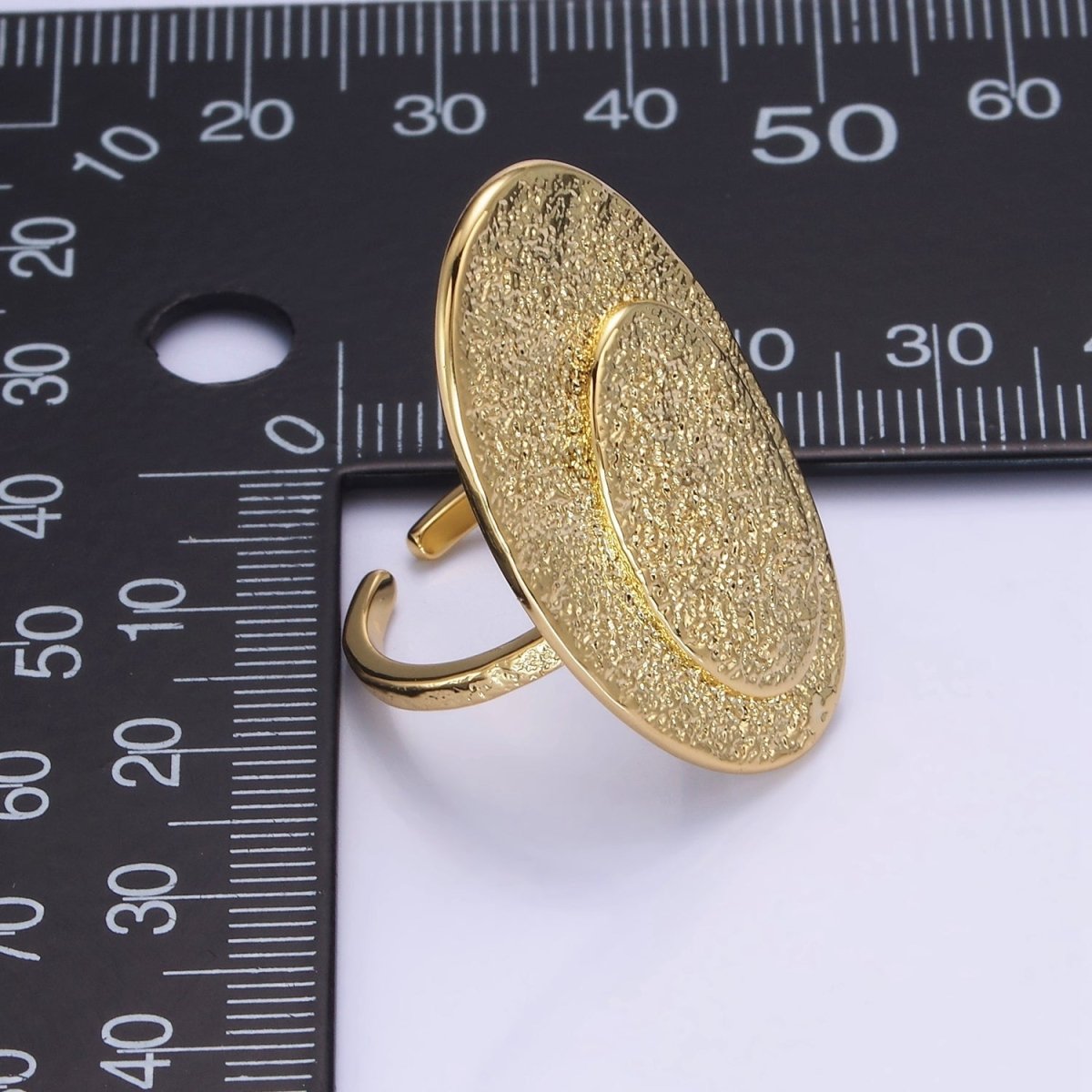 14K Gold Filled Double Oval Hammered Ring | O1321 - DLUXCA