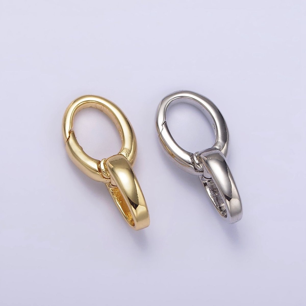 14K Gold Filled Double Oval Push Spring Gate Jewelry Making Supply in Gold & Silver | Z-468 Z-469 - DLUXCA