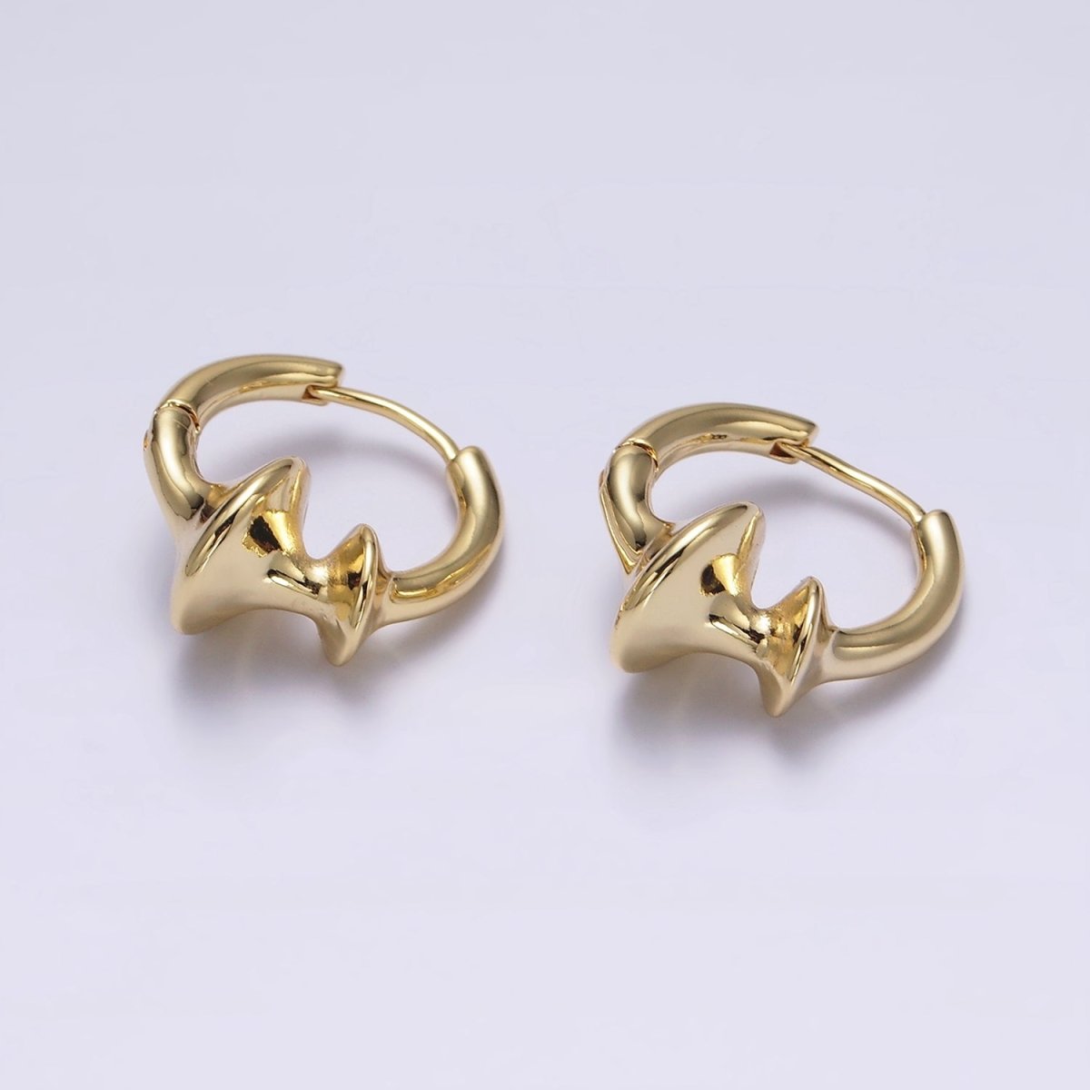 14K Gold Filled Double Sphere Geometric 20mm Huggie Earrings in Gold & Silver | AE819 AE820 - DLUXCA