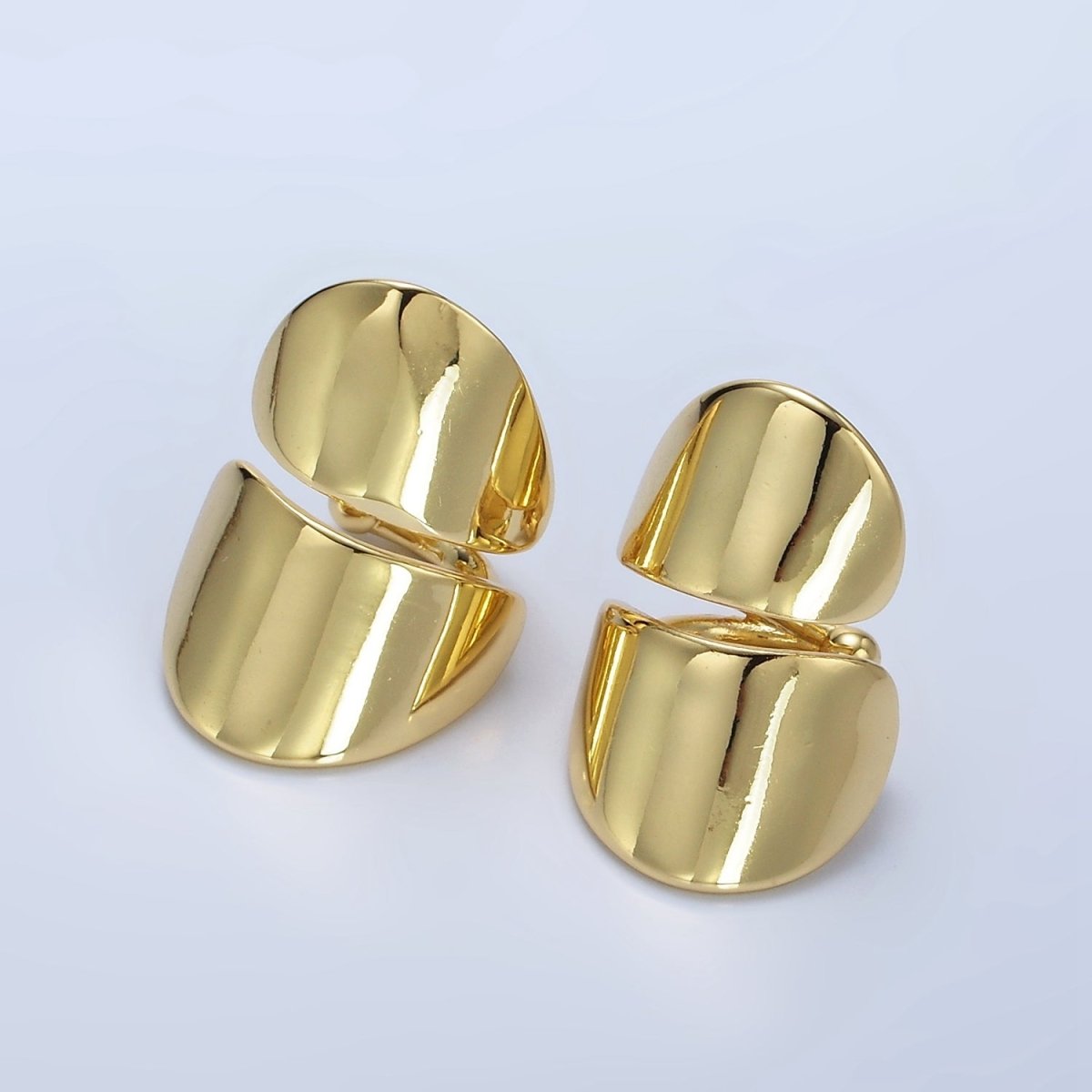 14K Gold Filled Double Wide Band 1 Pair Ear Cuff Earrings in Gold & Silver | AI159 AI160 - DLUXCA
