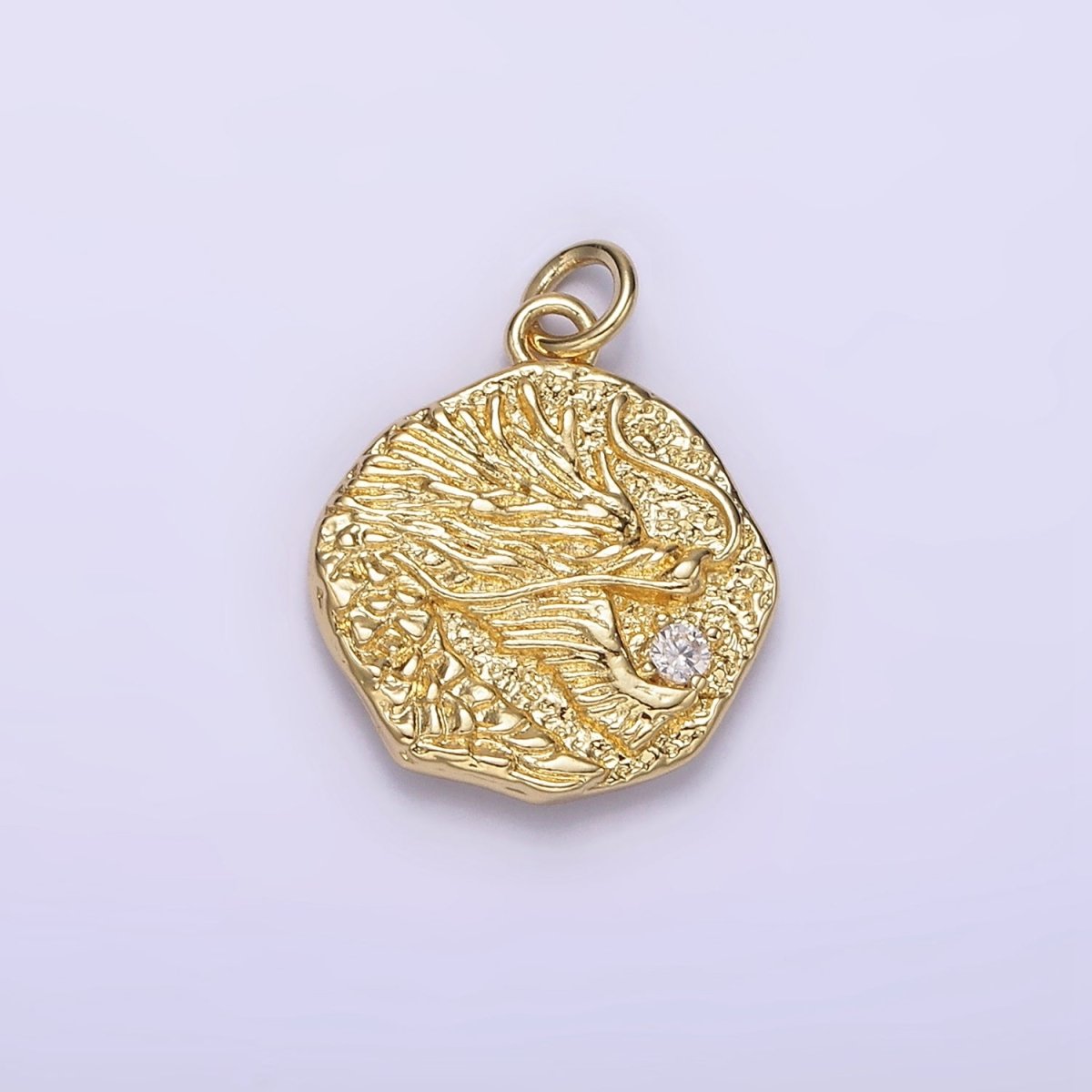 14K Gold Filled Dragon "龍" Traditional Chinese Script Double Sided Hammered Charm | AG276 - DLUXCA