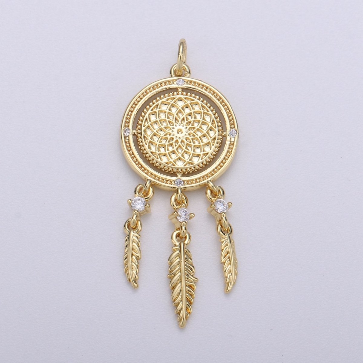 14K Gold Filled Dream Catcher Charm Necklace Pendant Boho Charm for Jewelry Making Bohemian Inspired C-431 - DLUXCA