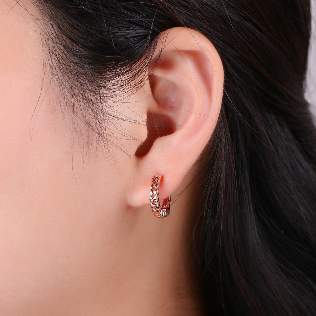 14k Gold Filled Earrings, Huggie Earring, Tiny Earrings, Tiny Diamond Earrings, DIY Earrings, Everyday Wear Earrings, Rosegold Earring K-665 - K-667 - DLUXCA