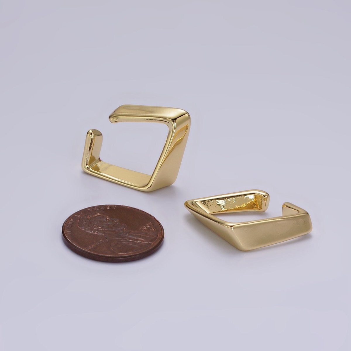 14K Gold Filled Edged Rhombus Geometric Modern Statement Ear Cuff Earrings | AI154 - DLUXCA