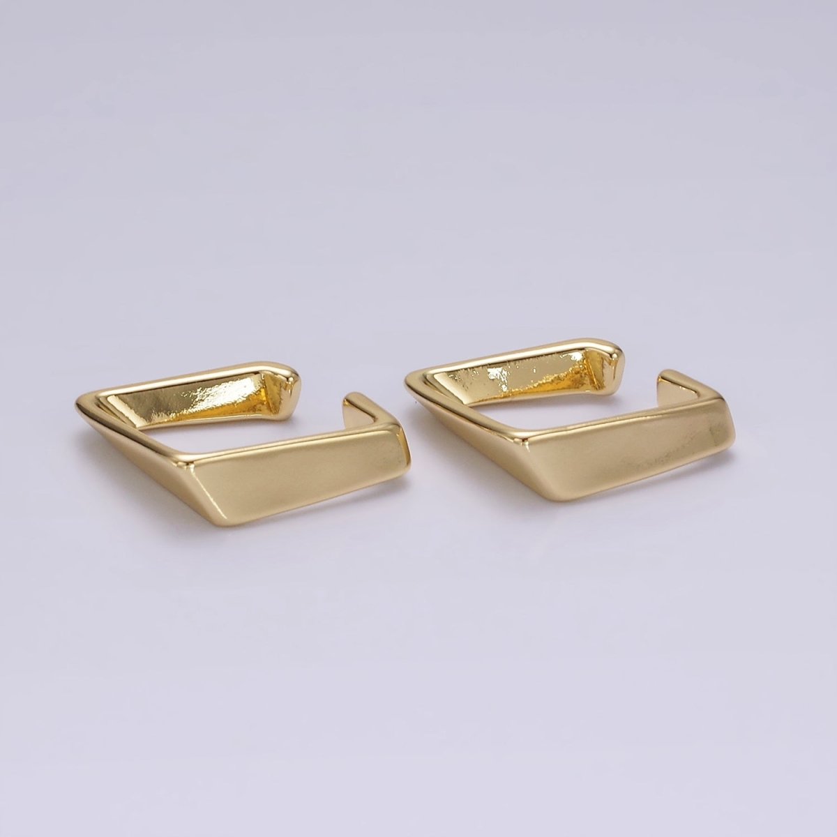 14K Gold Filled Edged Rhombus Geometric Modern Statement Ear Cuff Earrings | AI154 - DLUXCA
