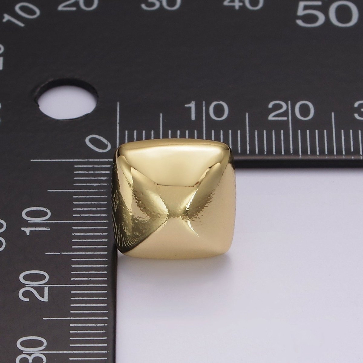 14K Gold Filled Edged Square Rhombus Dome Minimalist Stud Earrings | V298 - DLUXCA