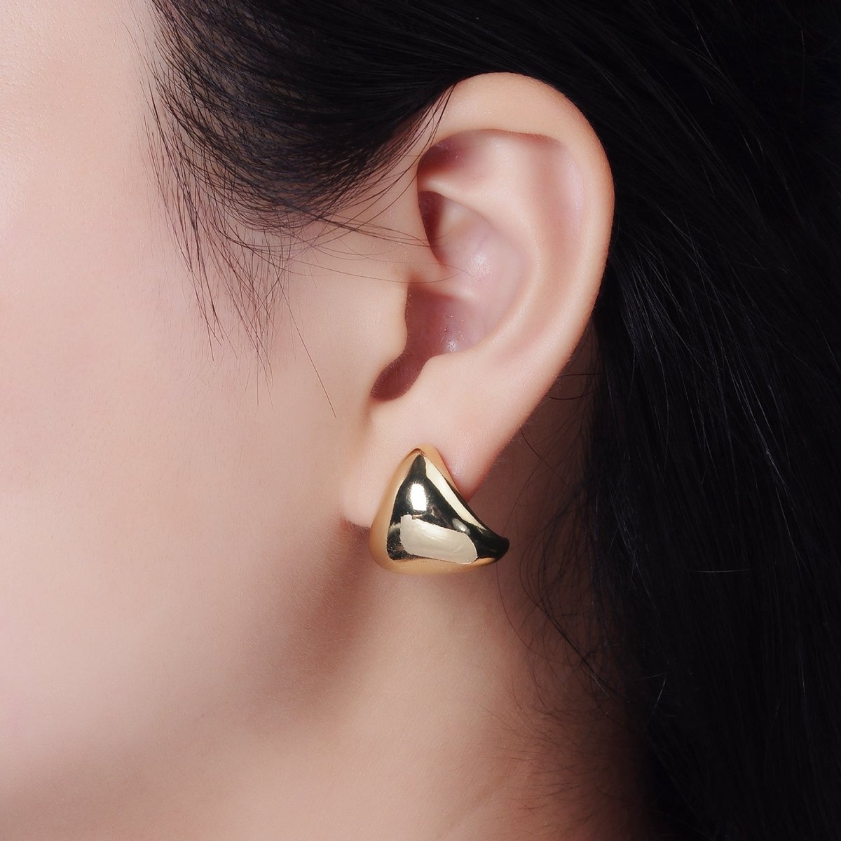 14K Gold Filled Edged Triangle Dome Minimalist Stud Earrings | V452 - DLUXCA