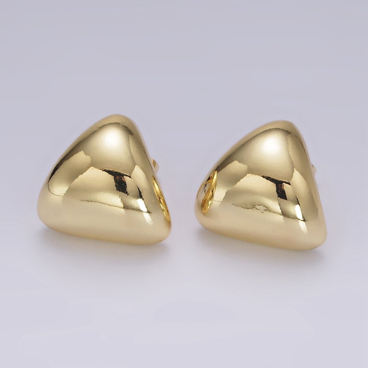 14K Gold Filled Edged Triangle Dome Minimalist Stud Earrings | V452 - DLUXCA